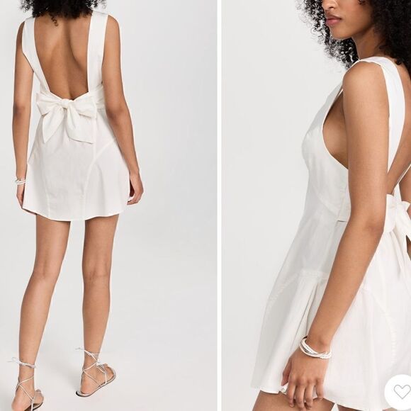 NWOT Free People Eye Catching Mini Dress Sleeveless Open Back Bow V Neck L - Picture 2 of 16